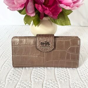 Coach EUC croc embossed leather snap wallet